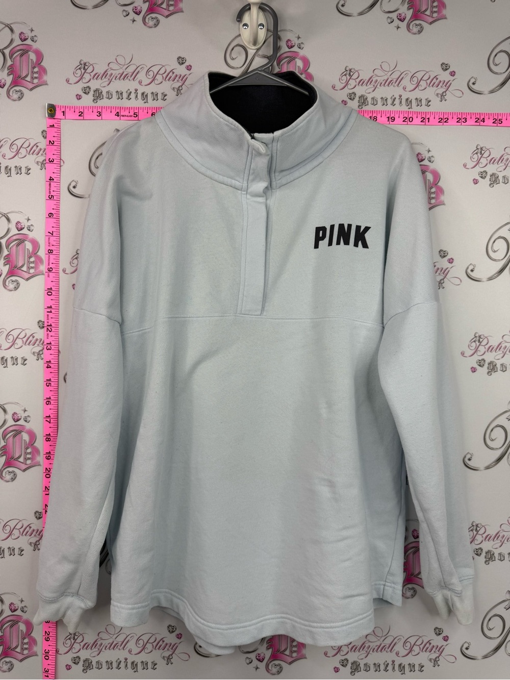 PINK Victoria's Secret sweater collared Light Gray Half-Zip Pullover